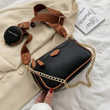 Women Small PU Leather Shoulder Bag Three in One Handbags