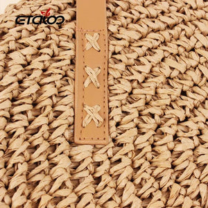 Half-Round Rattan Woven Straw Bag Crossbody Beach Handbag