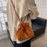 Faux Fur Small Bucket Bag Soft Plush Women Handbag