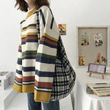 Plaid Women Shoulder Bag Soft Cloth Fabric Handbag Large Capacity Tote Canvas Ba