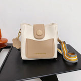 PU Leather Shoulder Bag Women Wide Strap Messenger Bag Casual Handbag