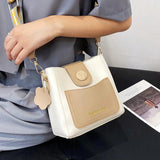 PU Leather Shoulder Bag Women Wide Strap Messenger Bag Casual Handbag