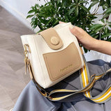 PU Leather Shoulder Bag Women Wide Strap Messenger Bag Casual Handbag