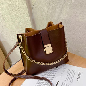 Retro Bucket Shoulder Bag Soft PU Leather Tote