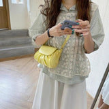 Small Cloud Handbag for Women Soft Waxy Bag