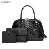 Womens Leather Shoulder Bags 3 Piece Set Large Capacity Tote Ladies Crossbody Ba