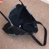 Casual Women's Canvas Shoulder Bag with Embroidery - Large Capacity Tote Handbag