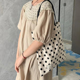 YAOKU Retro Wave Point Canvas Shoulder Bag