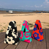 Crochet Flower Wrist Bag Tote with Acrylic Chains