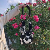 Crochet Flower Wrist Bag Tote with Acrylic Chains