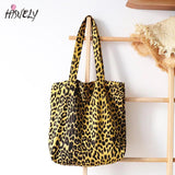 Leopard Pattern Canvas Shoulder Bag for Women