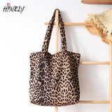 Leopard Pattern Canvas Shoulder Bag for Women