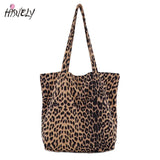 Leopard Pattern Canvas Shoulder Bag for Women