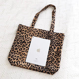 Leopard Pattern Canvas Shoulder Bag for Women