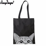 Cat Print Canvas Handbag Female Shopping Bag