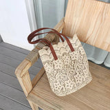 Summer Lace Bucket Shoulder Bag for Women Tote Shopping Handbag