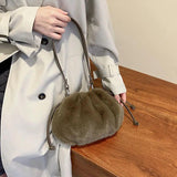 Winter Woolly Faux Fur Shoulder Bag Clutch Hand Purse