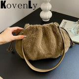 Winter Woolly Faux Fur Shoulder Bag Clutch Hand Purse