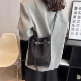 Suede Crossbody Bag Women Shoulder Bag Bucket Drawstring Handbag