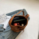 Suede Crossbody Bag Women Shoulder Bag Bucket Drawstring Handbag