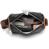 Leather Casual Crossbody Bag Barrel Shaped Evening Bags Print Wide Strap