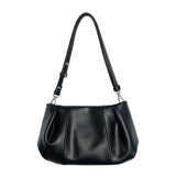 Pleated PU Leather Tote Bag for Women, Retro Crossbody Messenger Bag