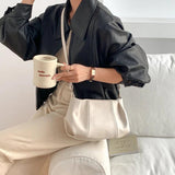 Pleated PU Leather Tote Bag for Women, Retro Crossbody Messenger Bag