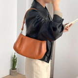 Pleated PU Leather Tote Bag for Women, Retro Crossbody Messenger Bag