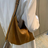 Vintage Matte PU Leather Shoulder Bag Women Textured Underarm Tote