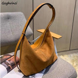 Vintage Matte PU Leather Shoulder Bag Women Textured Underarm Tote