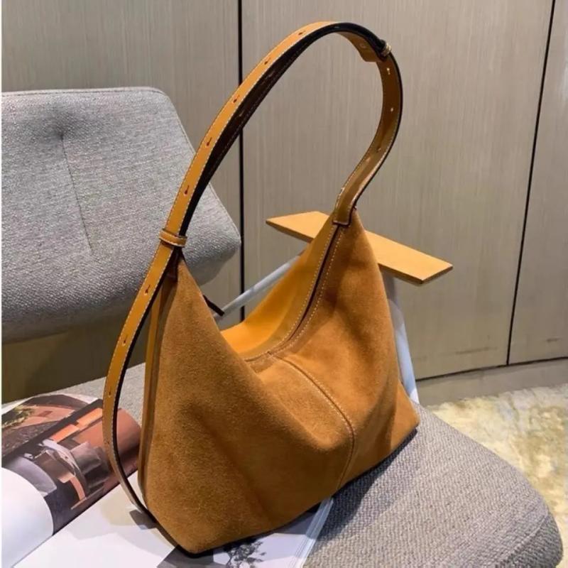 Vintage Matte PU Leather Shoulder Bag Women Textured Underarm Tote