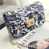 Summer Graffiti Ladies Handbags Chain Mini Bag Heart Pattern Women Messenger Bag