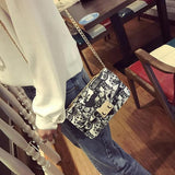 Summer Graffiti Ladies Handbags Chain Mini Bag Heart Pattern Women Messenger Bag
