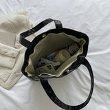 Spring Autum Portable Women Cotton Padded Nylon Large Capacity Travel Handbag
