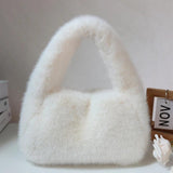 Women's Faux Fur Handbags Winter Ladies Furry Top-handle Bags Candy Female Tote