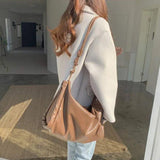 Vintage Crossbody Shoulder Bag All-match Large Capacity Tote Soft PU Leather Han