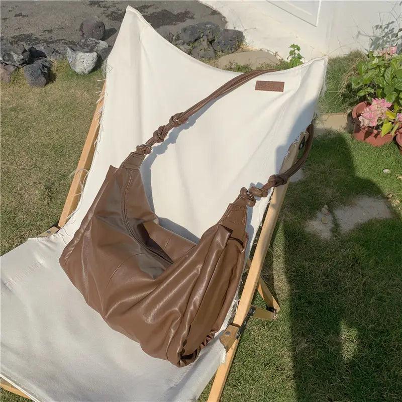 Vintage Crossbody Shoulder Bag All-match Large Capacity Tote Soft PU Leather Han