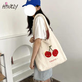 Embroidered Cherry Letter Tote Bag Shoulder Handbag