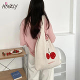 Embroidered Cherry Letter Tote Bag Shoulder Handbag