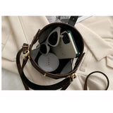 Small Bucket Bags for Women Zipper Crossbody Bag PU Leather Handbag