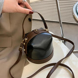 Small Bucket Bags for Women Zipper Crossbody Bag PU Leather Handbag