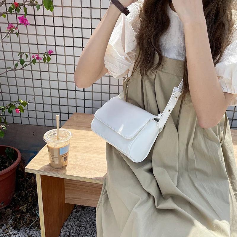 Vintage Women's Square Shoulder Bag Clutch Purse Solid Female Hasp Tote Handbags