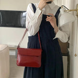 Vintage Red Square Shoulder Bag Patent Leather Ladies Messenger Clutch Purse