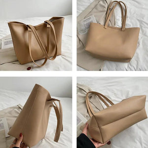 Shoulder Bags Women Solid Texture Large Capacity Tote Handbag Office Lady