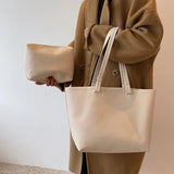 Shoulder Bags Women Solid Texture Large Capacity Tote Handbag Office Lady