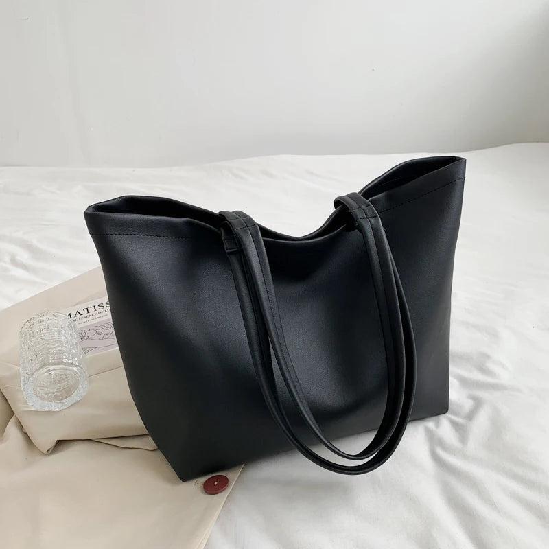 Shoulder Bags Women Solid Texture Large Capacity Tote Handbag Office Lady
