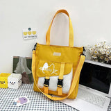 Canvas Panelled Messenger Bag Casual Tote Large Capacity Shoulder Bag