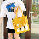 Canvas Panelled Messenger Bag Casual Tote Large Capacity Shoulder Bag