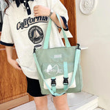 Canvas Panelled Messenger Bag Casual Tote Large Capacity Shoulder Bag