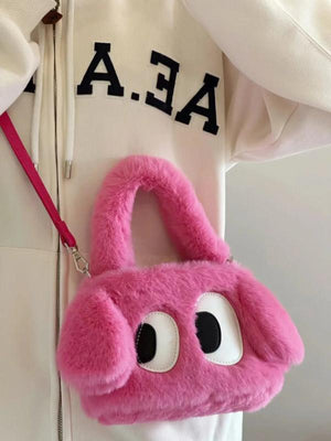 Winter Women Small Plush Tote Warm Cloth Wrist Bags Soft Handbag